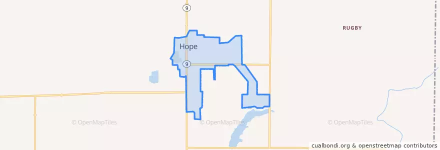 Mapa de ubicacion de Hope.
