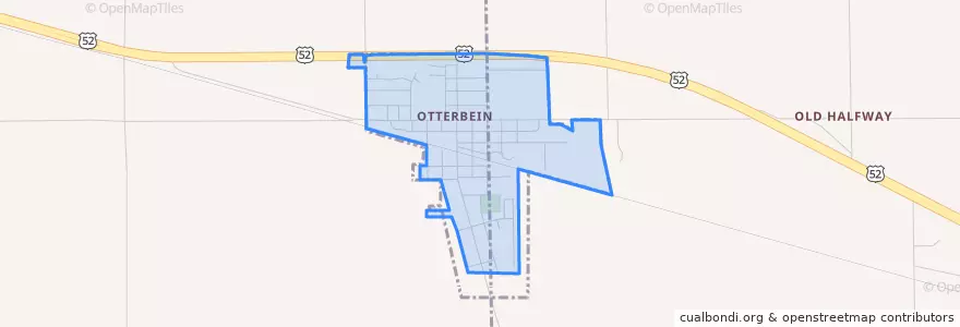 Mapa de ubicacion de Otterbein.