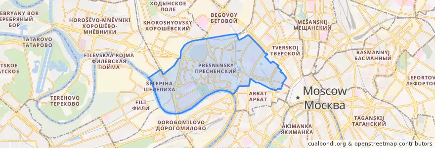 Mapa de ubicacion de Пресненский район.