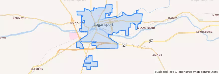 Mapa de ubicacion de Logansport.