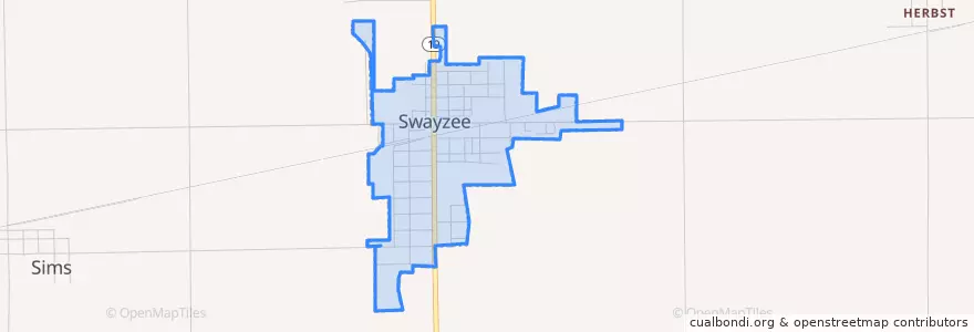 Mapa de ubicacion de Swayzee.