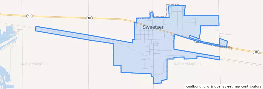 Mapa de ubicacion de Sweetser.