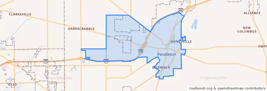 Mapa de ubicacion de Pendleton.