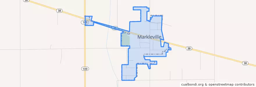 Mapa de ubicacion de Markleville.