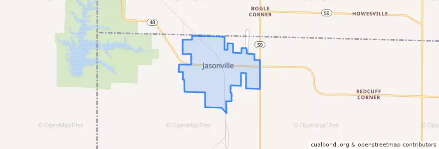 Mapa de ubicacion de Jasonville.