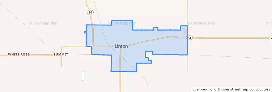 Mapa de ubicacion de Linton.