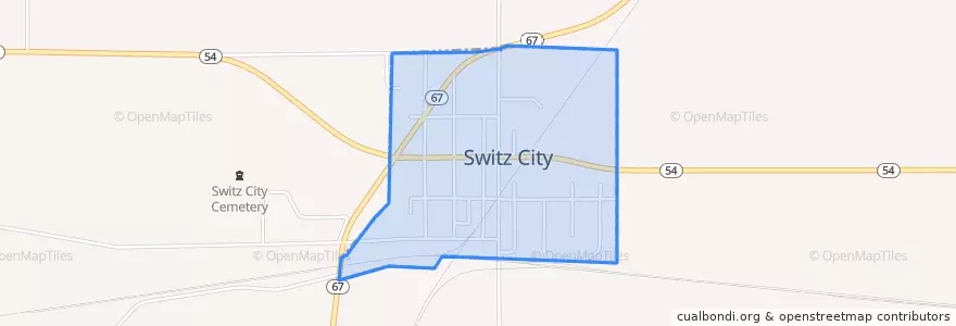 Mapa de ubicacion de Switz City.