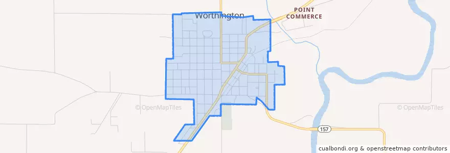 Mapa de ubicacion de Worthington.