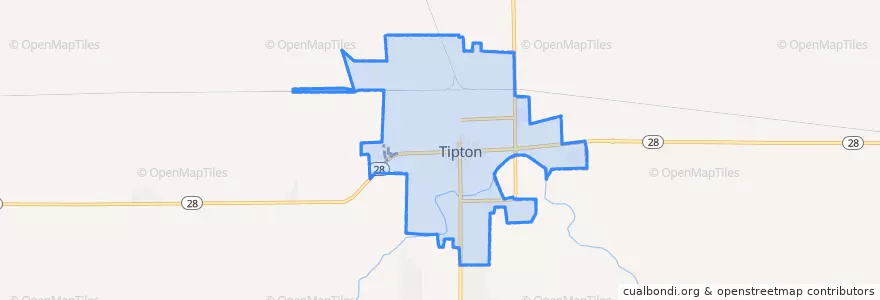 Mapa de ubicacion de Tipton.