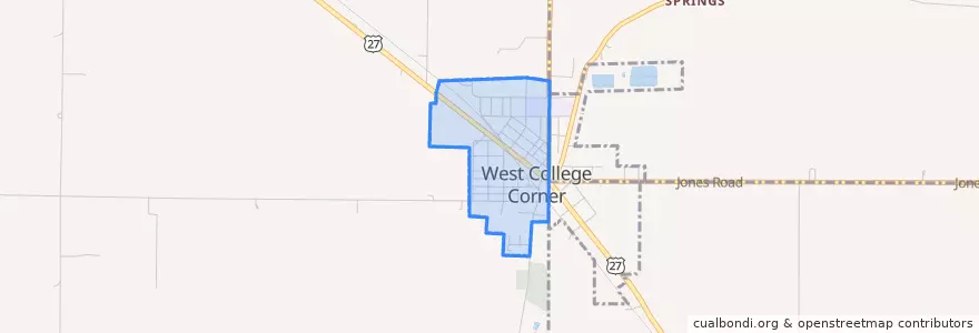 Mapa de ubicacion de West College Corner.