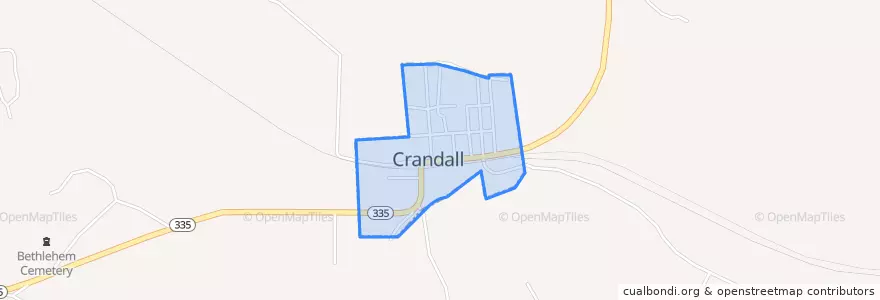 Mapa de ubicacion de Crandall.