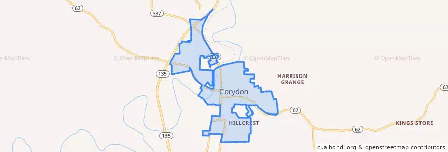 Mapa de ubicacion de Corydon.