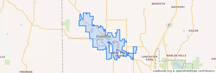 Mapa de ubicacion de Ellettsville.