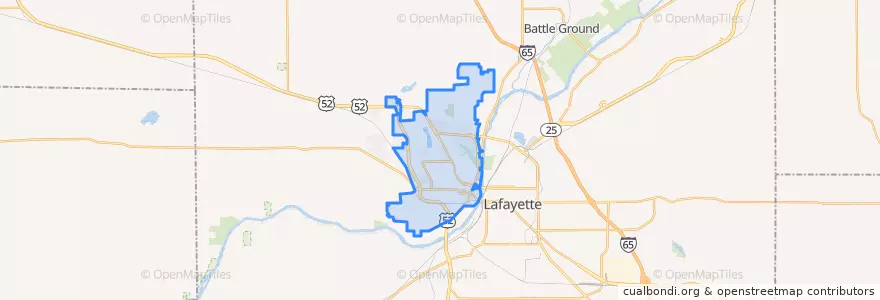 Mapa de ubicacion de West Lafayette.