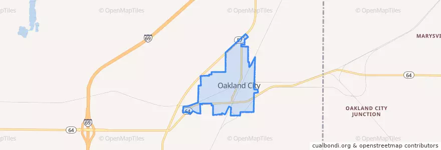 Mapa de ubicacion de Oakland City.