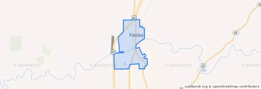 Mapa de ubicacion de Patoka.