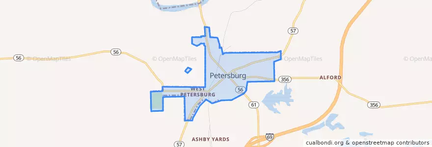 Mapa de ubicacion de Petersburg.