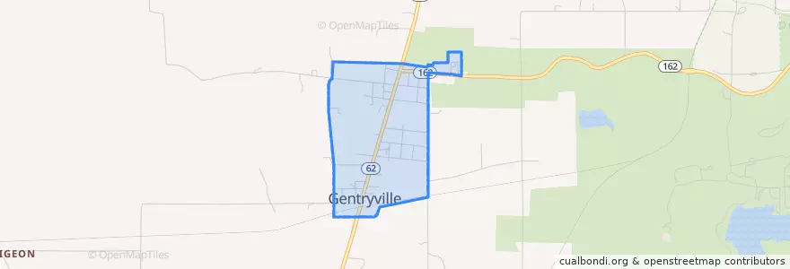 Mapa de ubicacion de Gentryville.