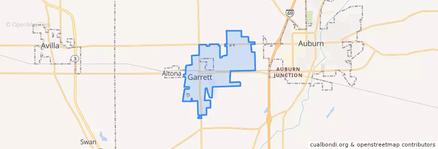 Mapa de ubicacion de Garrett.
