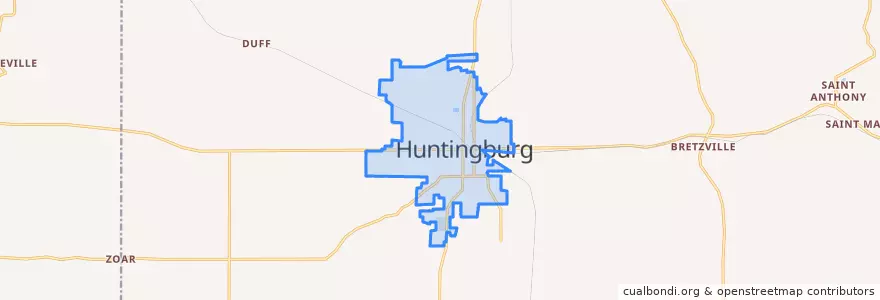 Mapa de ubicacion de Huntingburg.