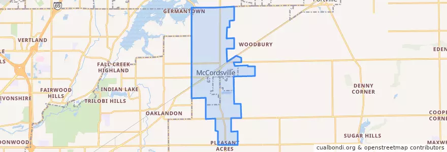 Mapa de ubicacion de McCordsville.