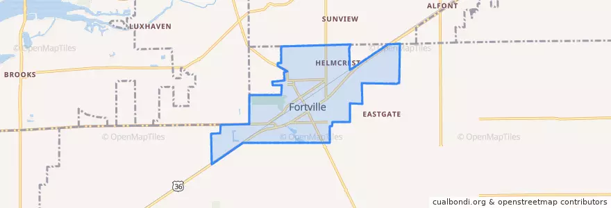 Mapa de ubicacion de Fortville.