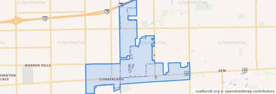 Mapa de ubicacion de Cumberland.
