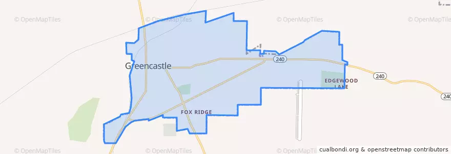 Mapa de ubicacion de Greencastle.