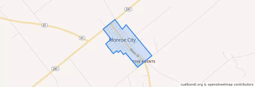 Mapa de ubicacion de Monroe City.