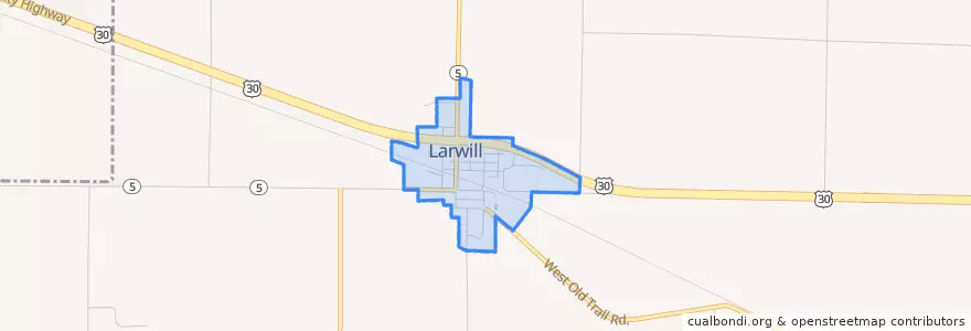 Mapa de ubicacion de Larwill.
