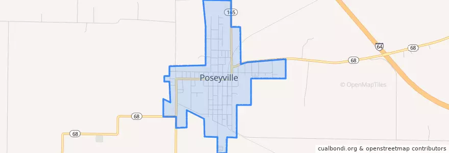 Mapa de ubicacion de Poseyville.