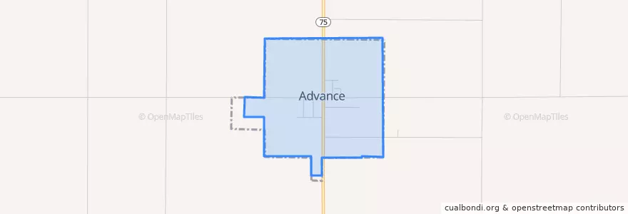 Mapa de ubicacion de Advance.