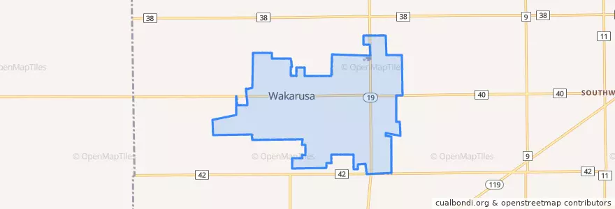 Mapa de ubicacion de Wakarusa.