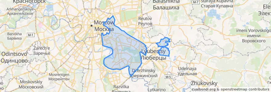 Mapa de ubicacion de Юго-Восточный административный округ.