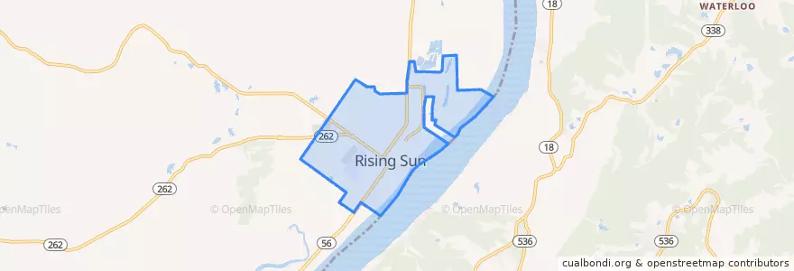 Mapa de ubicacion de Rising Sun.