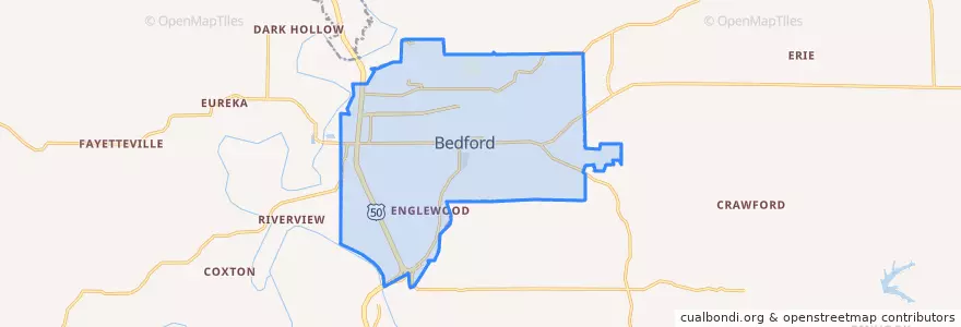 Mapa de ubicacion de Bedford.