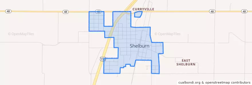 Mapa de ubicacion de Shelburn.