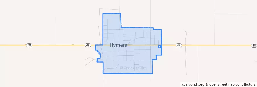 Mapa de ubicacion de Hymera.