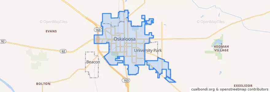 Mapa de ubicacion de Oskaloosa.