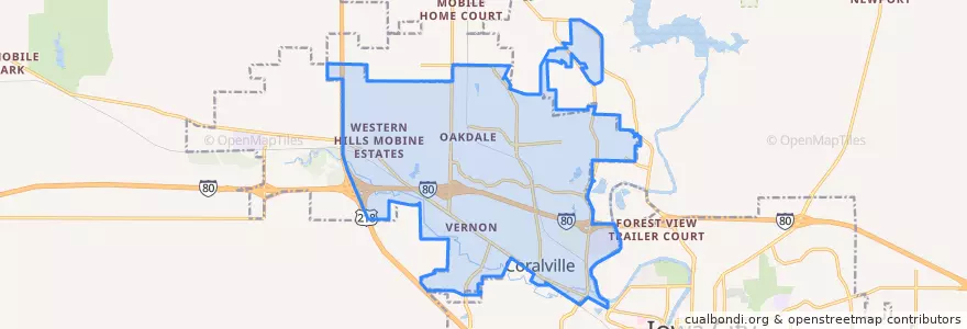 Mapa de ubicacion de Coralville.