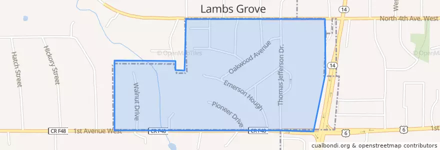 Mapa de ubicacion de Lambs Grove.