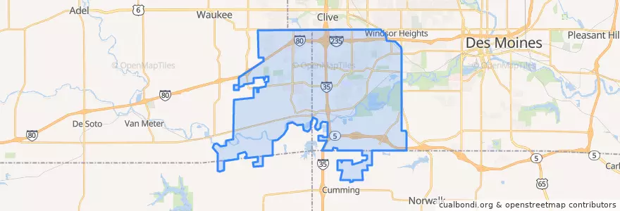 Mapa de ubicacion de West Des Moines.