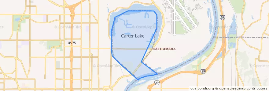 Mapa de ubicacion de Carter Lake.