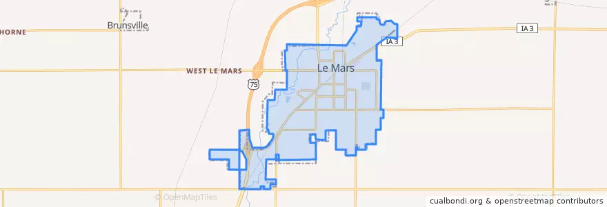Mapa de ubicacion de Le Mars.