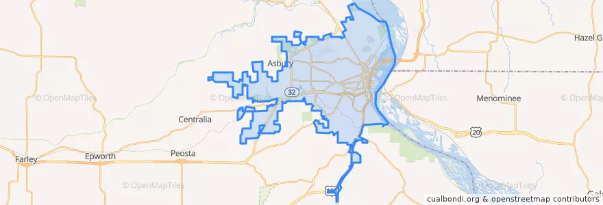 Mapa de ubicacion de Dubuque.