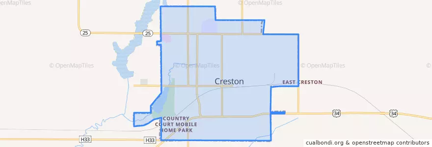 Mapa de ubicacion de Creston.