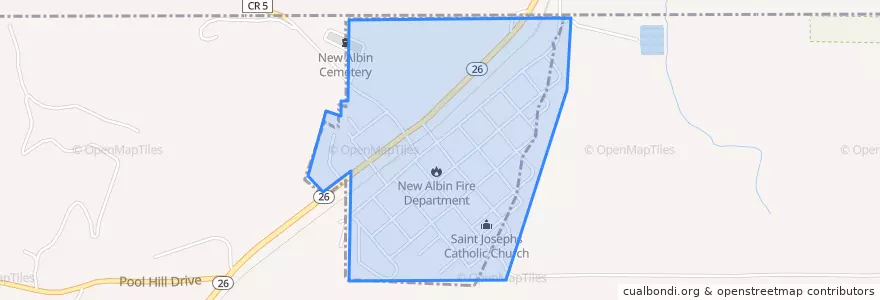 Mapa de ubicacion de New Albin.