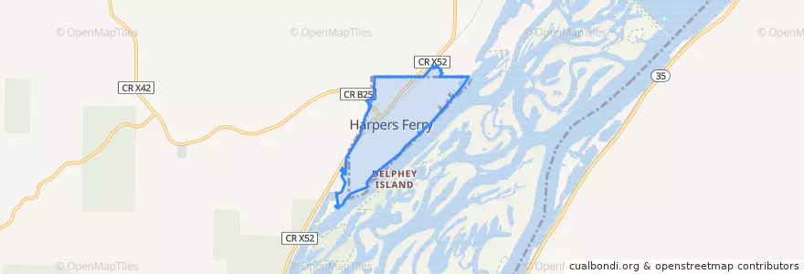 Mapa de ubicacion de Harpers Ferry.