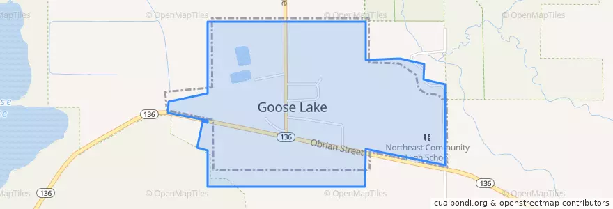 Mapa de ubicacion de Goose Lake.
