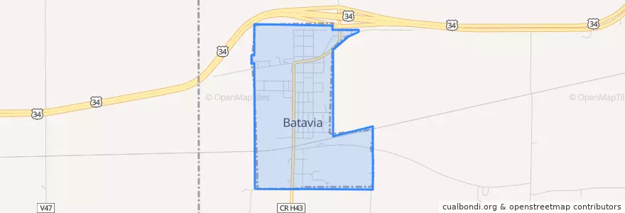 Mapa de ubicacion de Batavia.